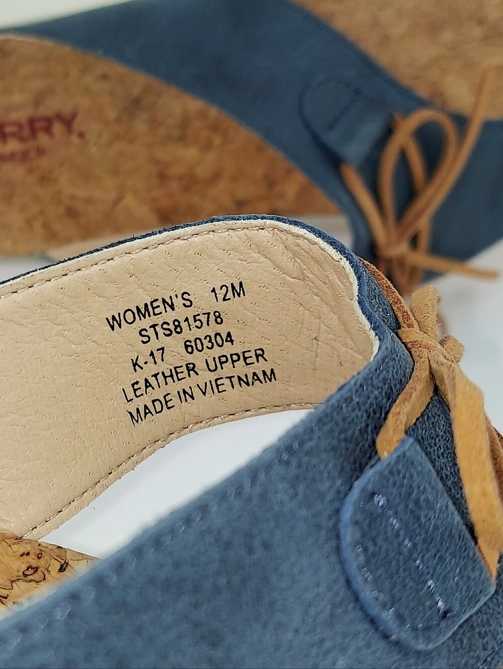 Sperry Blue Nubuck Cork Footbed Platform Sandals 12 - Picture 6 of 11